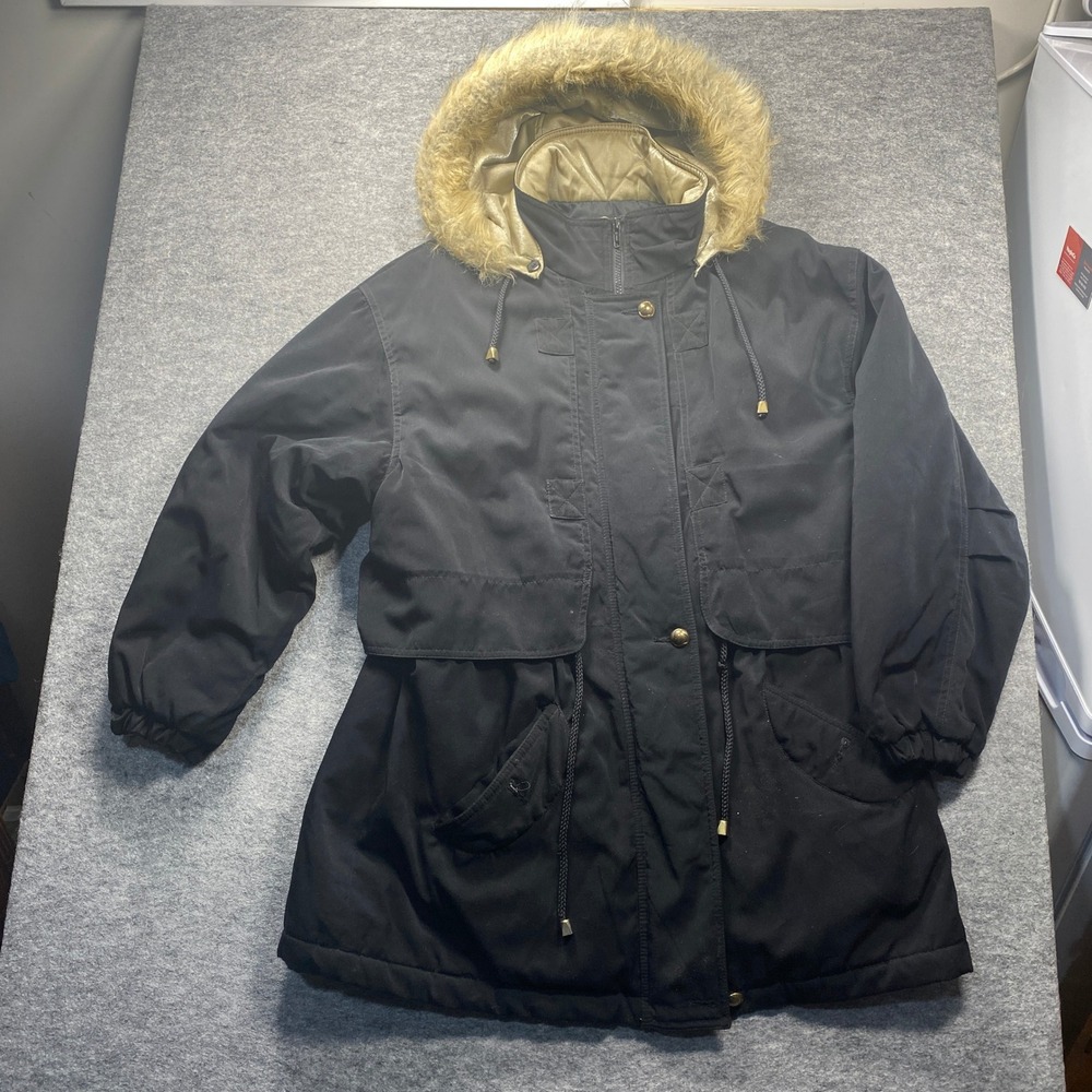 Braetan Traditional Worldwide Mens Black Faux Fur Hooded Parka Jacket Size M